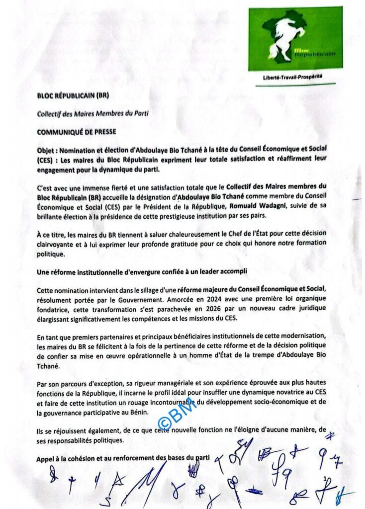 Lettre 32 maires BR Abdoulaye Bio Tchané CES