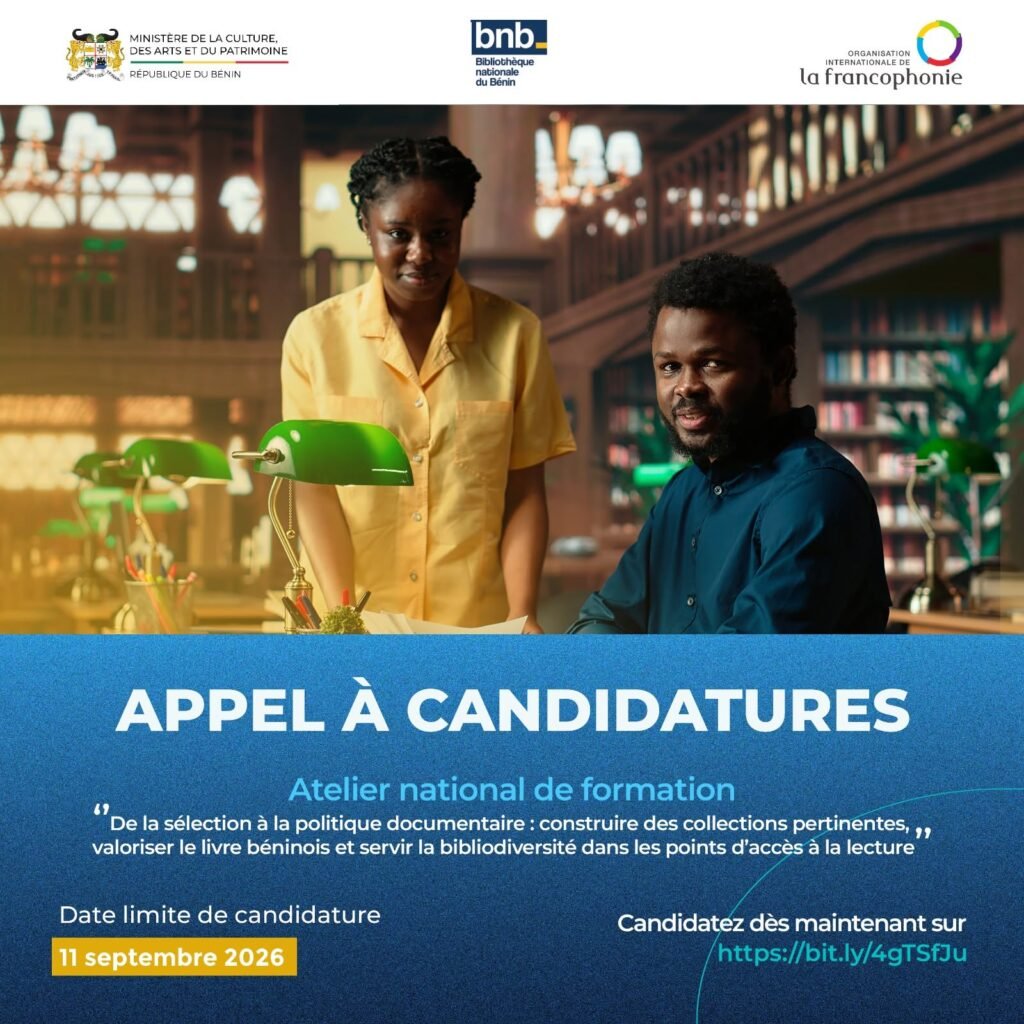 Bibliotheque nationale Benin appel candidatures atelier formation selection bibliographique OIF 11 septembre 2026