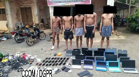 Coup filet cybercriminalite Mededjonou Gbeyamey 5 etrangers arretes 22 laptops HP 25 smartphones saisie Police Republicaine