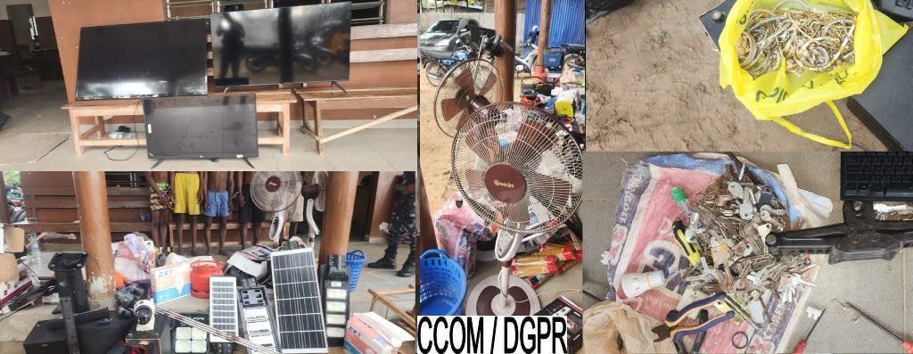 Djeregbe police cambrioleurs butin televions panneaux solaires 94 trousseaux cles cric